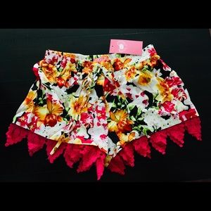 Floral Silky embroidered Shorts (Small)